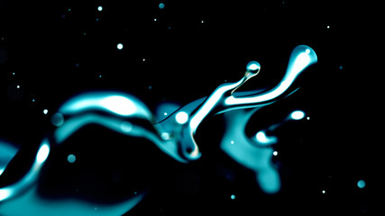 Elegant, luxury splash of gold liquid. 3d illustration, 3d rendering.