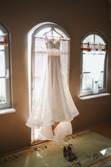 Wedding dress on the window