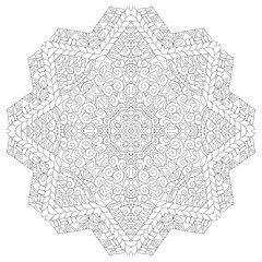 Hand drawn zentangle circular ornament for coloring page.