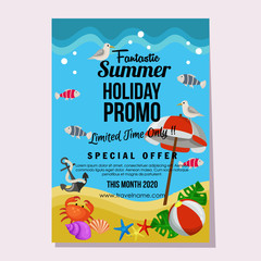 promo summer holiday marine flat style poster
