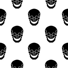 Seamless pattern with flat vector skulls illustration