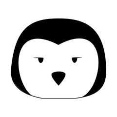 Cute penguin animal cartoon in black and white