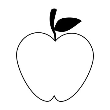 Apple fruit food cartoon isolated in black and white