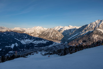Fototapeta na wymiar BORMIO, ITALY, January 2019: Panoramic view from mountain.