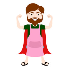 Isolated super dad with an apron - Vector