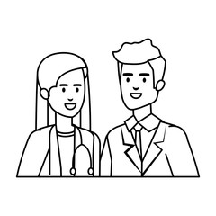 Obraz na płótnie Canvas couple of professionals doctors avatars characters