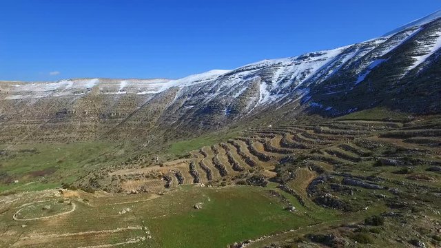 Aerial view of the mountains covered with snow, Mount Lebanon