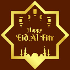 gold eid al fitr card, poster,