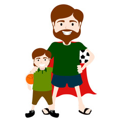 Super dad character with a boy - Vector