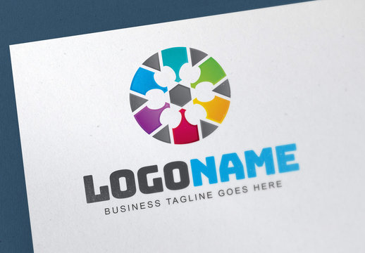 Abstract Circle Logo Layout with Multicolored Shapes