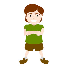Isolated happy boy with crossed arms - Vector