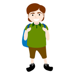 Isolated happy boy with a school bag - Vector