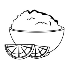 delicious guacamole sauce with lemons fruits