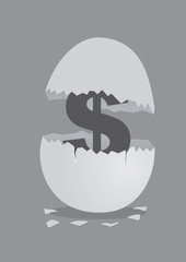 Dollar Sign Inside Cracked Egg Vector Illustration