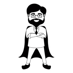 Monochrome character of a super dad businessman - Vector