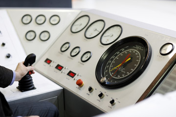 engineer at the control console of drilling rig