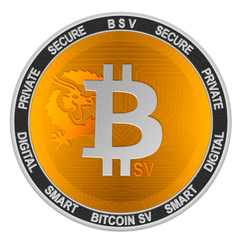 Bitcoin SV (BSV) coin isolated on white background; bitcoin sv cryptocurrency