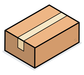 Brown cardboard, paper box / vector and illustration, isolated on white background