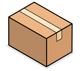 Brown cardboard, paper box / vector and illustration, isolated on white background