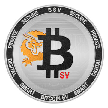 Bitcoin SV (BSV) coin isolated on white background; bitcoin sv cryptocurrency