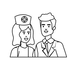 couple of professionals doctor and nurse characters