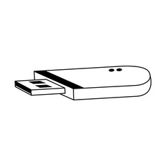 USB storage portable device isolated in black and white