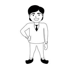 Monochrome happy young businessman with elegant suit - VEctor