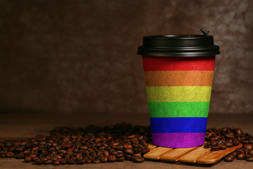 LGBT flag. Sexual minorities. Coffee cup