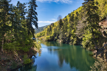Typical mountain lake landscape, Italy.