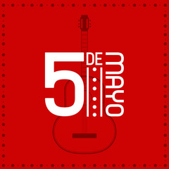 Cinco de mayo poster with a guitar outline - Vector