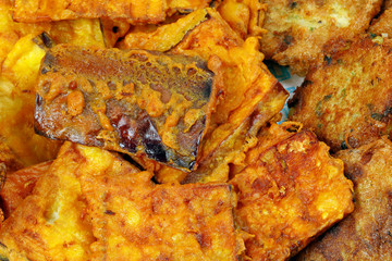 Beguni battered deep fried brinjal eggplant potato chop