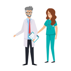 couple of professionals doctor and surgeon characters