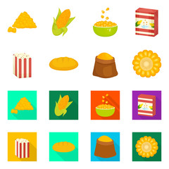 Vector design of cornfield and vegetable logo. Set of cornfield and vegetarian vector icon for stock.