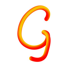 G - Letter - Red Yellow - from hand drawn colorful alphabet