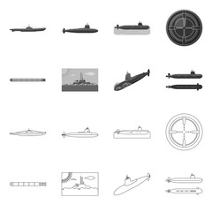 Vector illustration of war  and ship sign. Set of war  and fleet stock vector illustration.