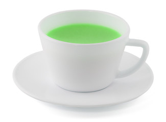 A cup of matcha green tea  isolated on white background