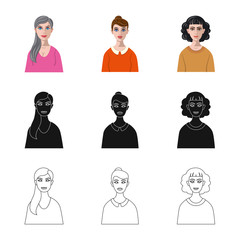 Vector design of hairstyle and profession  symbol. Collection of hairstyle and character  vector icon for stock.