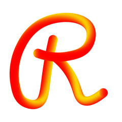 R - Letter - Red Yellow - from hand drawn colorful alphabet