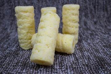 Roller corn snack, snack from corn product