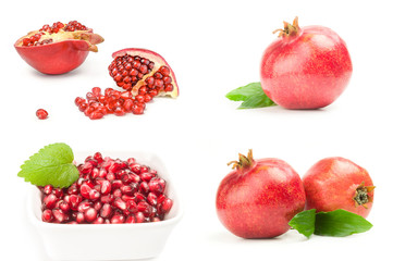 Collection of pomegranates isolated on a white background with clipping path