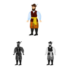 Vector design of man and polish logo. Collection of man and costume stock symbol for web.