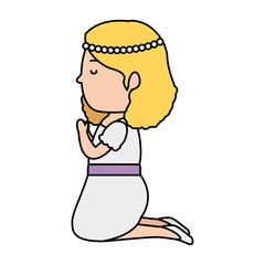little girl kneeling first communion character