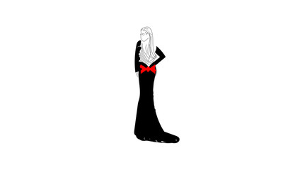 Minimalist lady with red bow