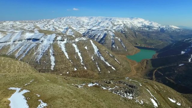 Aerial view of the mountains covered with snow, Mount Lebanon