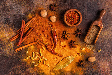 Spices ingredients for cooking. Spices concept.