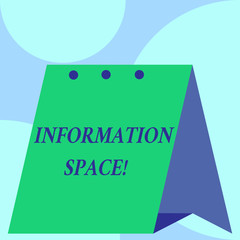 Text sign showing Information Space. Business photo showcasing place especially a website where information is available Open big standing calendar Desk monthly planner Geometrical background
