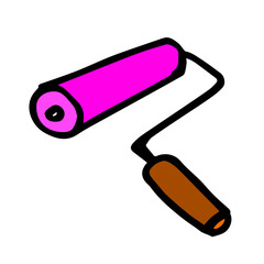 Flat hand drawing of a paint applicator .