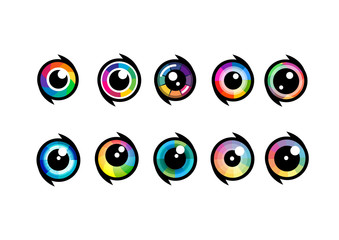 Eye icon - eye symbol. flat eye sign vector. colorful eye icons