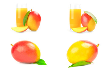 Collection of red mango isolated over a white background