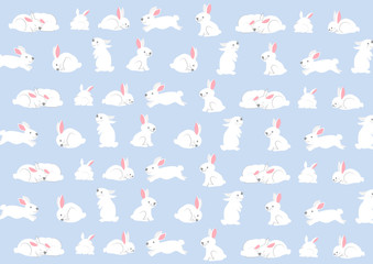 Cute bunny pattern. Illustration of funny easter bunnies with pastel color background for textile, pattern, wallpapers, print, gift wrapping